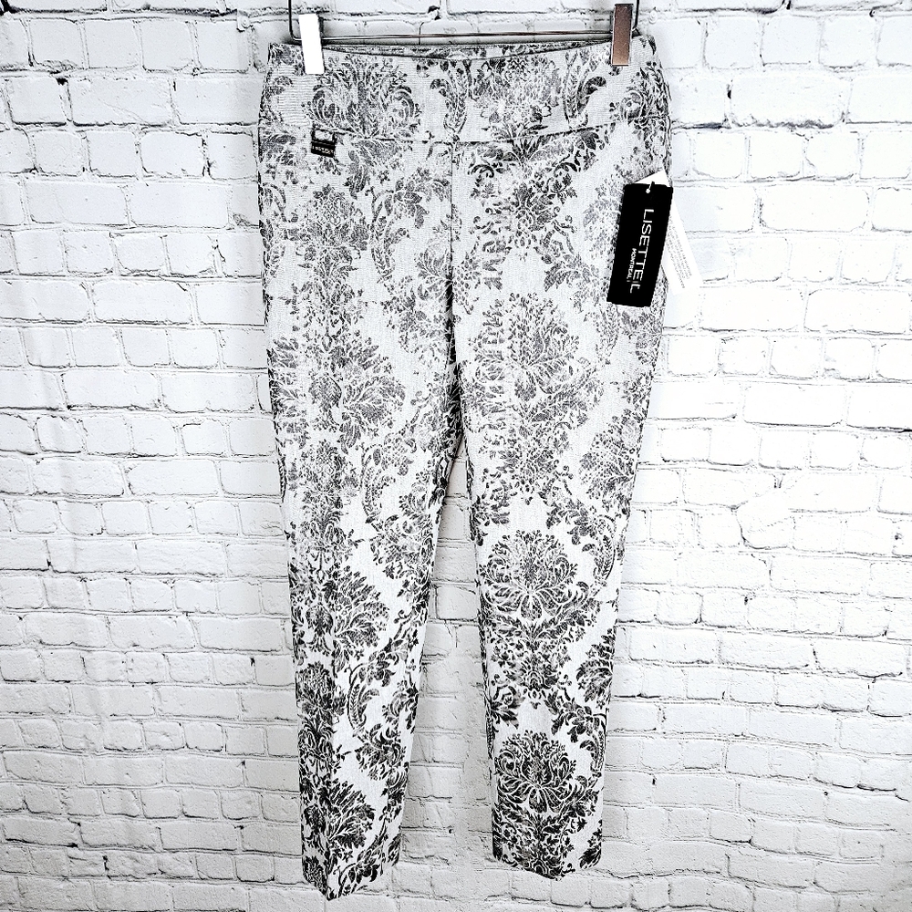 LISETTE L | Alexandra metallic foil filigree stretch ankle pants